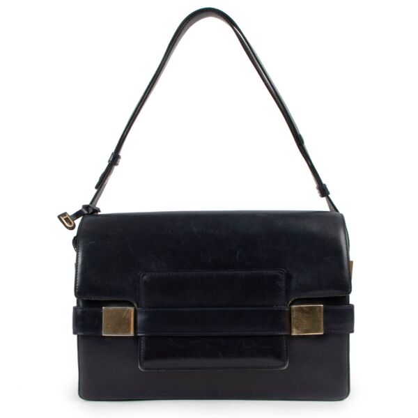 Delvaux Vintage Madame Marine Blue Box Calf Bag