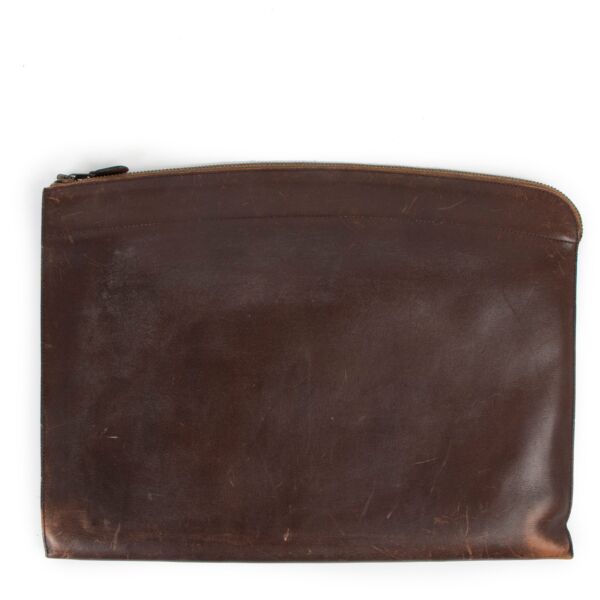 Delvaux Brown Leather Laptop Case