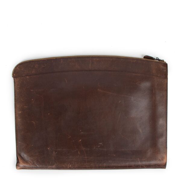 Delvaux Brown Leather Laptop Case