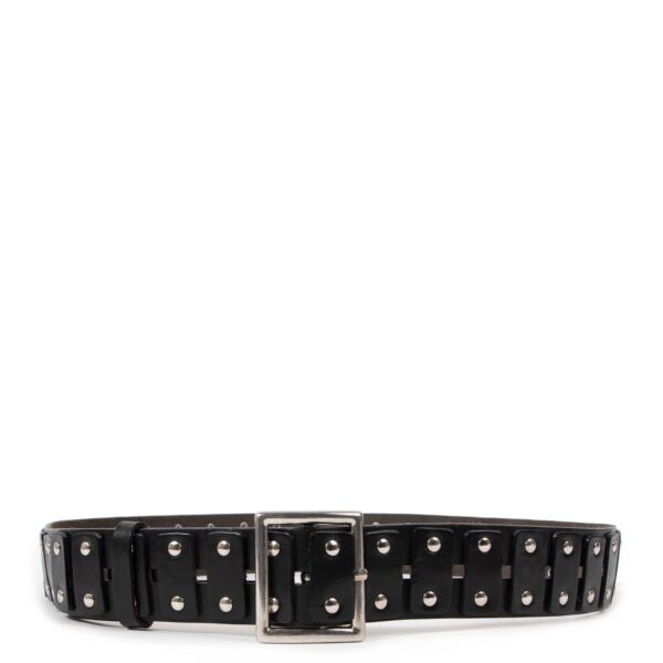 Ann Demeulemeester Black Leather Studs Belt - size L