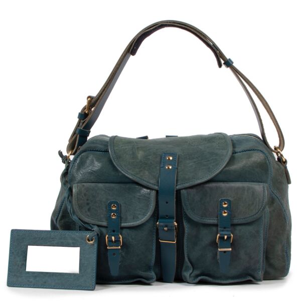 Balenciaga Blue Leather Cargo Pocket Shoulder Bag