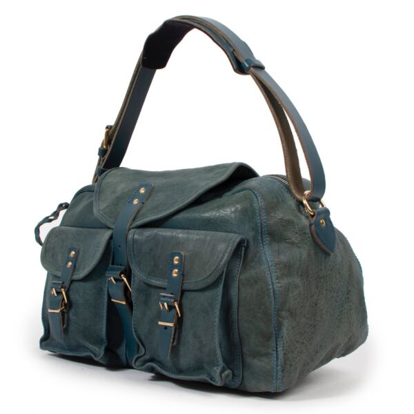 Balenciaga Blue Leather Cargo Pocket Shoulder Bag