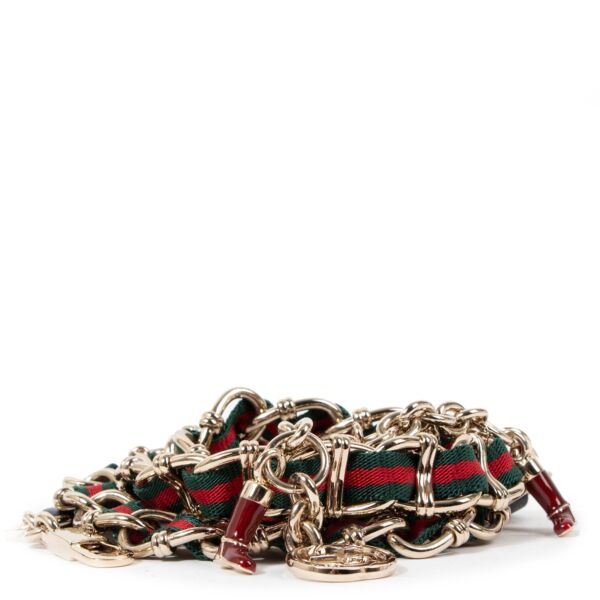 Gucci Web Boot Charm Chain Belt