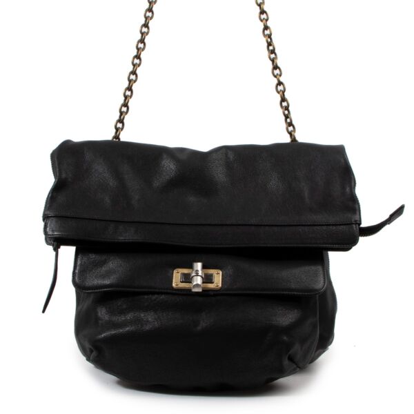 Lanvin Happy Black Leather Large Shoulder Bag