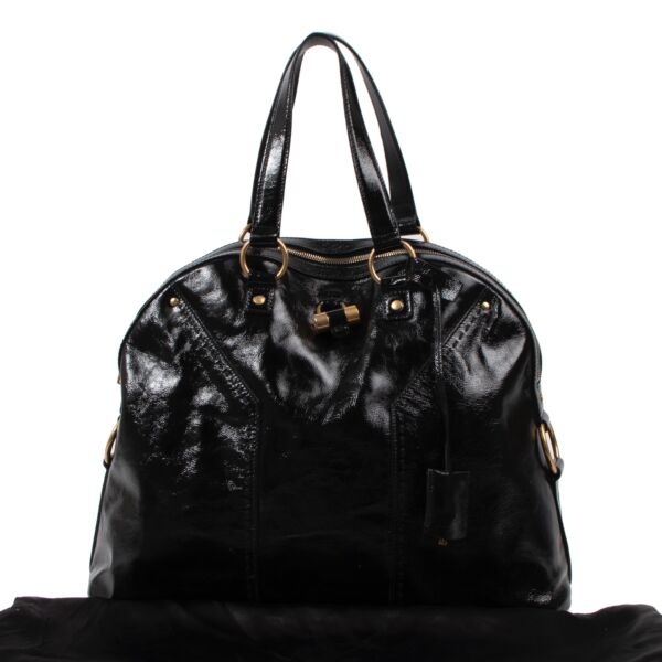 Yves Saint Laurent Black Patent Leather Muse Shoulder bag