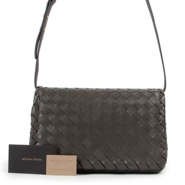Bottega Veneta Grey Weave Intrecciato Leather Crossbody Bag