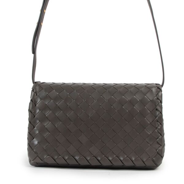 Bottega Veneta Grey Weave Intrecciato Leather Crossbody Bag