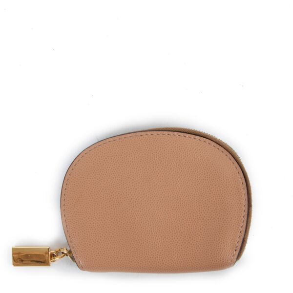 Celine Beige Leather Keychain Wallet