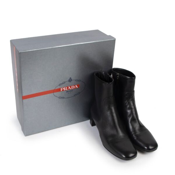 Prada Linea Rossa Ore Black Nappa Leather Ankle Boots - Size 38,5