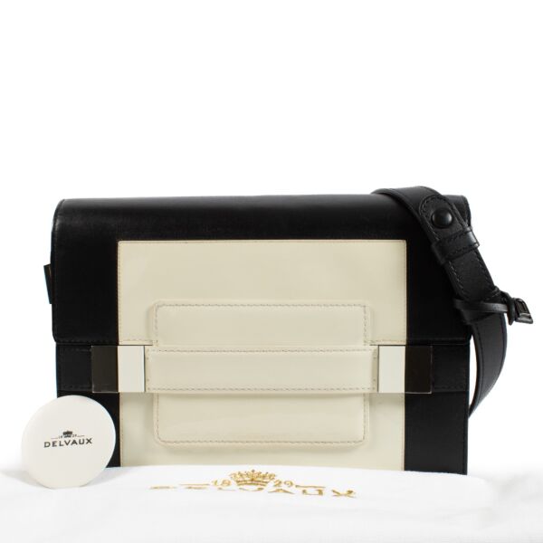 Delvaux Black/White Box Calf/Vernis Smoking Madame Bag