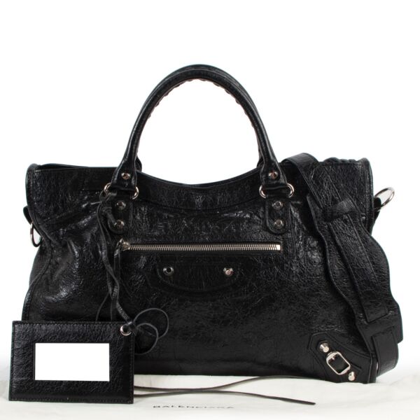 Balenciaga Black Lambskin Classic City Bag