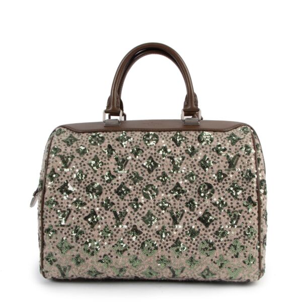 Shop now for your pre-loved, 100% authentic Louis Vuitton FW12 Khaki Sequin Sunshine Express Speedy 30  at Labellov.