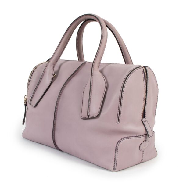 Tods Lilac Leather D-Styling Medium Top Handle Bag