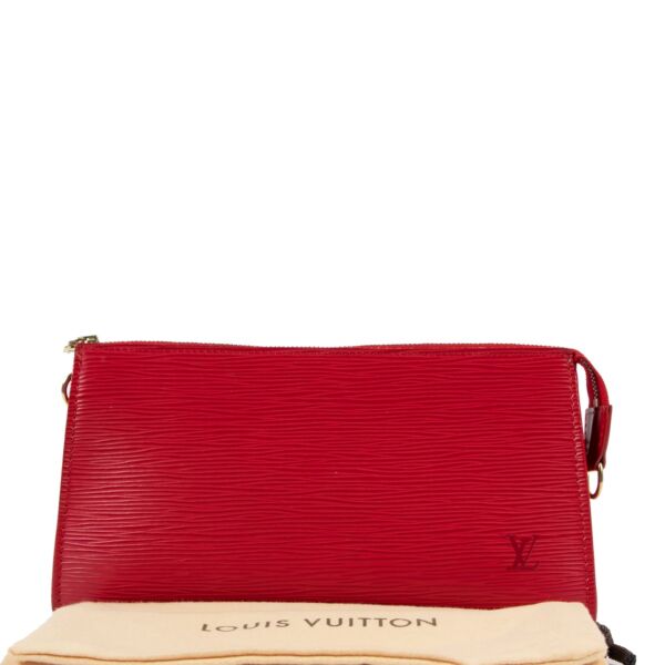 Louis Vuitton Red Epi Leather Pochette Accessories Clutch