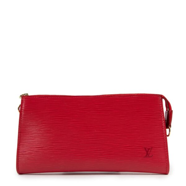 Louis Vuitton Red Epi Leather Pochette Accessories Clutch