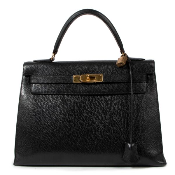 Hermès Vintage Kelly 32 Black Evergrain GHW