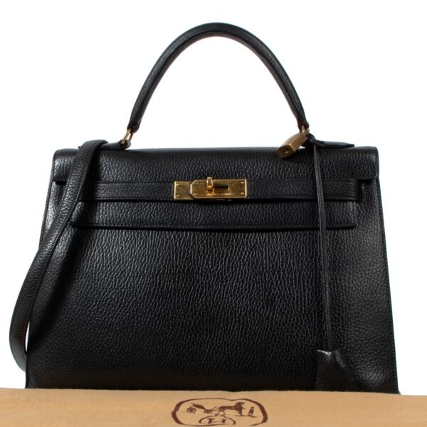 Hermès Vintage Kelly 32 Black Ardennes GHW