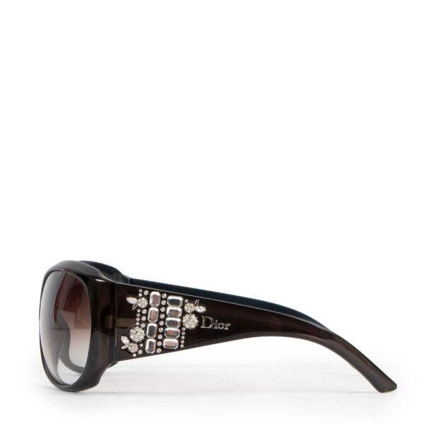 Christian Dior Limited Black Crystal Wrap-Around Sunglasses