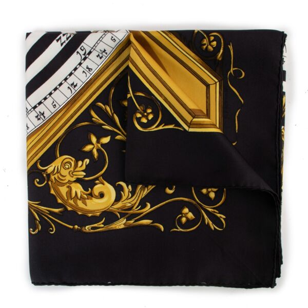 Hermès Black Dies Et Hore Silk Carré Scarf