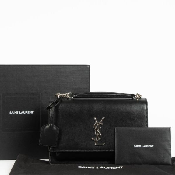 Saint Laurent Black Leather Medium Sunset Bag