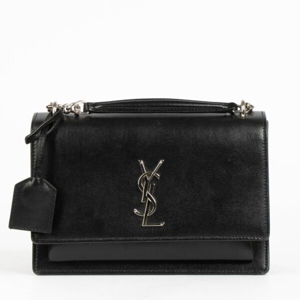 Authentic pre-loved Saint Laurent Black Leather Medium Sunset Bag on Labellov.com