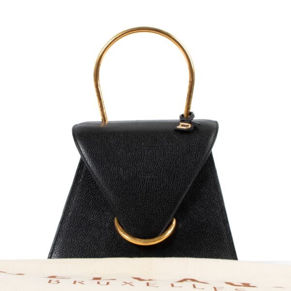 Delvaux Ut Triangle Black Metal Top Handle Bag