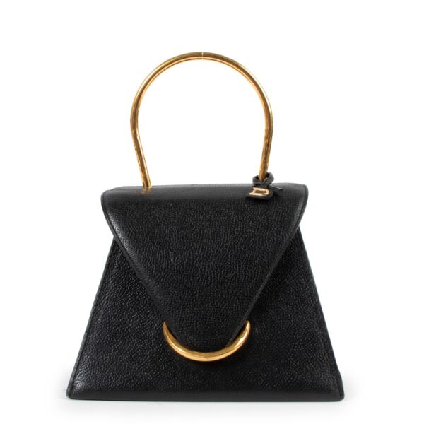 Delvaux Ut Triangle Black Metal Top Handle Bag