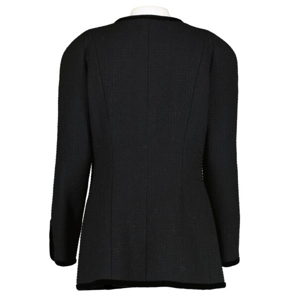 Chanel Black Velvet Trim Tweed Jacket - Size FR40 