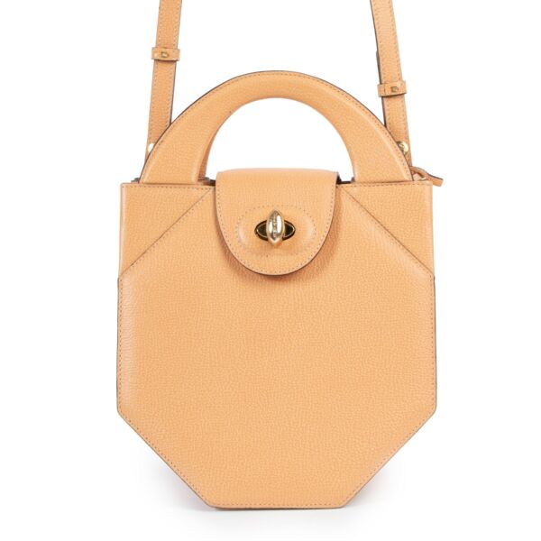 Delvaux Turnlock Peach Jumping Leather Crossbody Bag