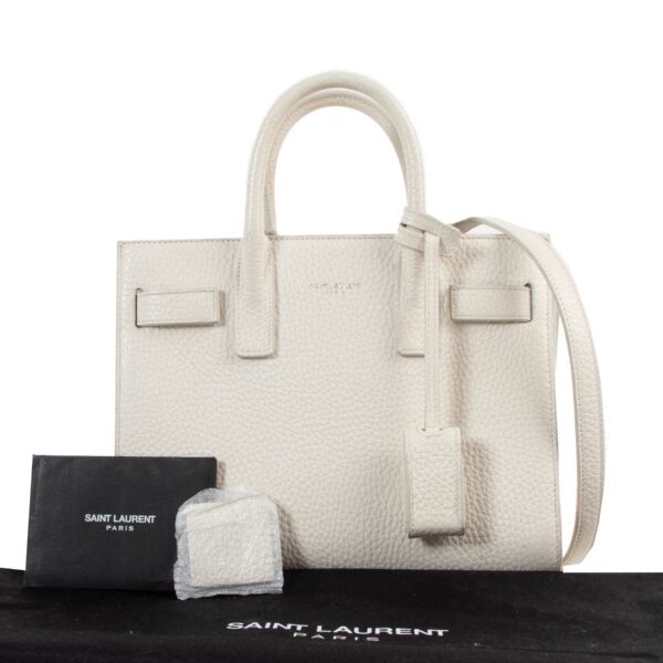 Saint Laurent White Leather Sac de Jour Nano Crossbody Bag 