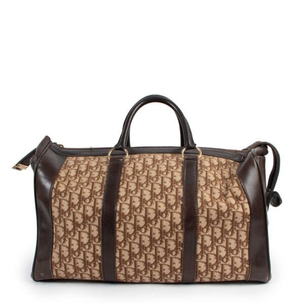 Christian Dior Brown Oblique Vintage Travel Bag