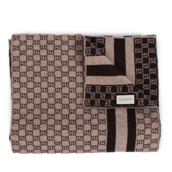 Gucci Beige GG Wool Scarf