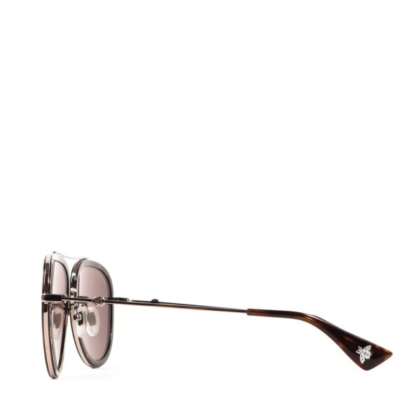 Gucci Brown Tortoise  Aviator Sunglasses