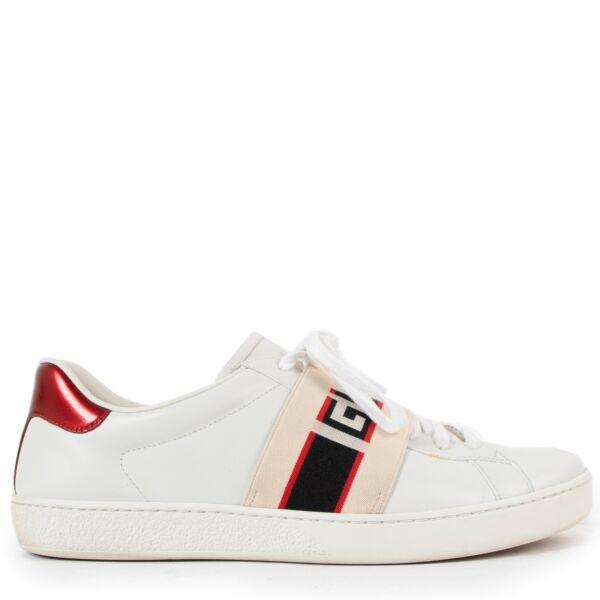 Gucci White Ace Elastic Band Sneakers