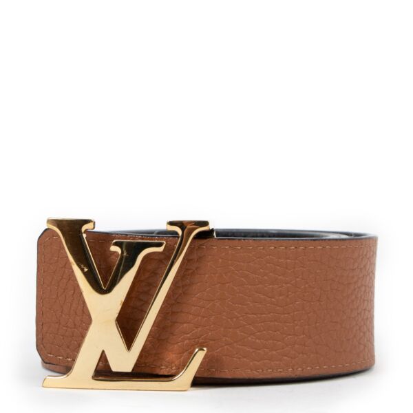 Louis Vuitton Initials Reversible Camel/Black Taurillon Leather Belt