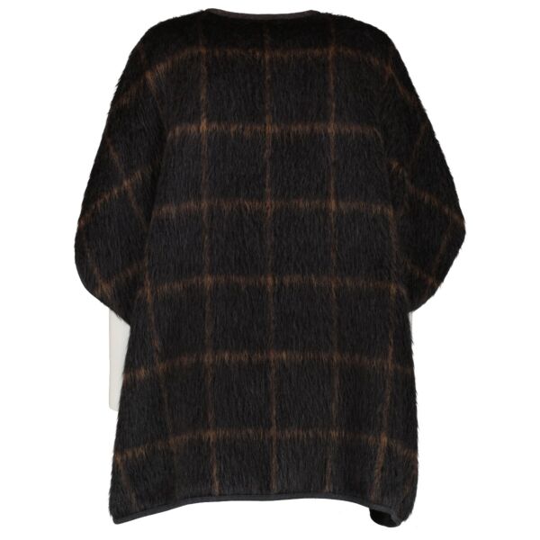 Brunello Cucinelli Black & Brown Check Alpaca Wool Poncho - size IT42