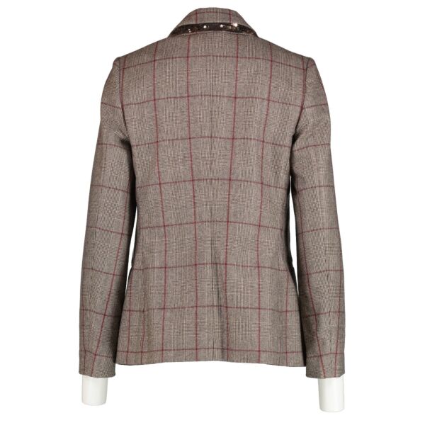 Brunello Cucinelli Grey Check Sequin Blazer Jacket - Size IT 40