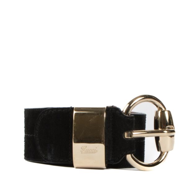 shop 100% authentic second hand Gucci Black Horsebit Wide Belt - Size 75 on Labellov.com
