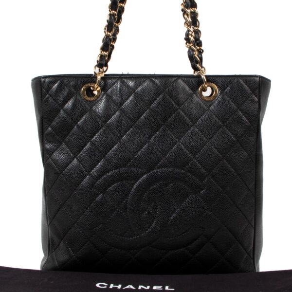 Chanel Black Caviar CC PST Petite Shopping Tote Bag