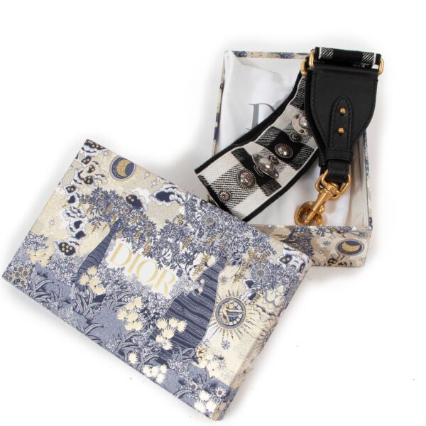 Christian Dior Black/White Embroidery Medaillons Shoulder Bag Strap