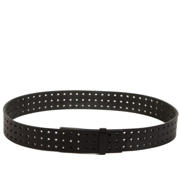 Hermès Black Perforated Leather Figure Belt