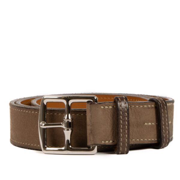 Hermès Taupe Etriviere 32 Leather Belt - size 85
