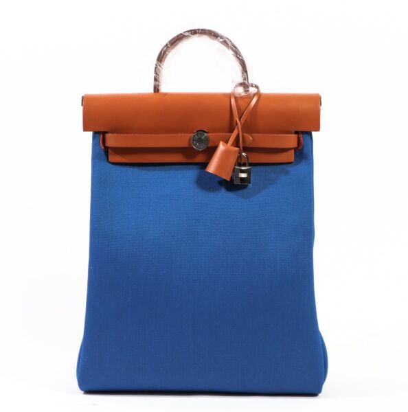 Hermès Herbag A Dos Zip Retourne Bleu France & Fauve Backpack