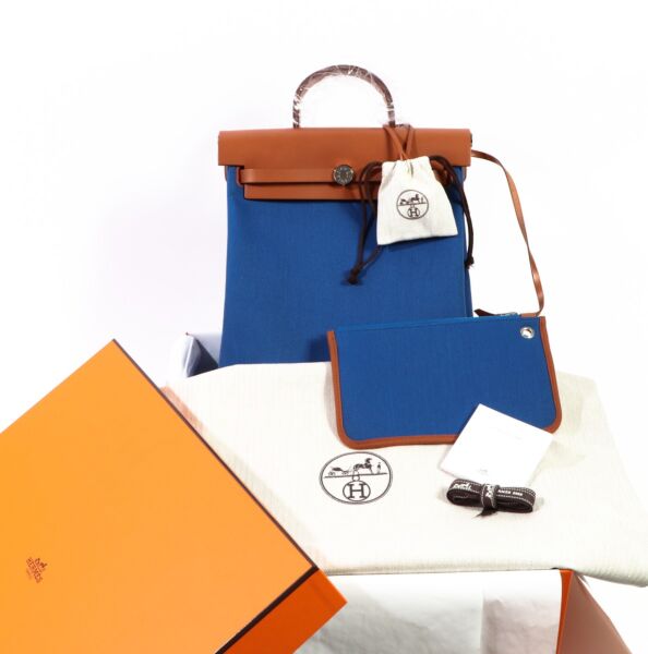 Hermès Herbag A Dos Zip Bleu France & Fauve Backpack