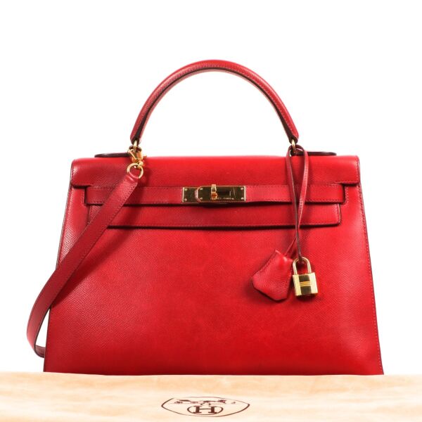 Hermès Kelly 32 Rouge Vif Courchevel GHW