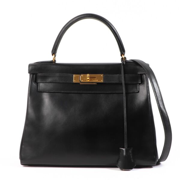 Hermès Vintage Kelly 28 Black Box GHW