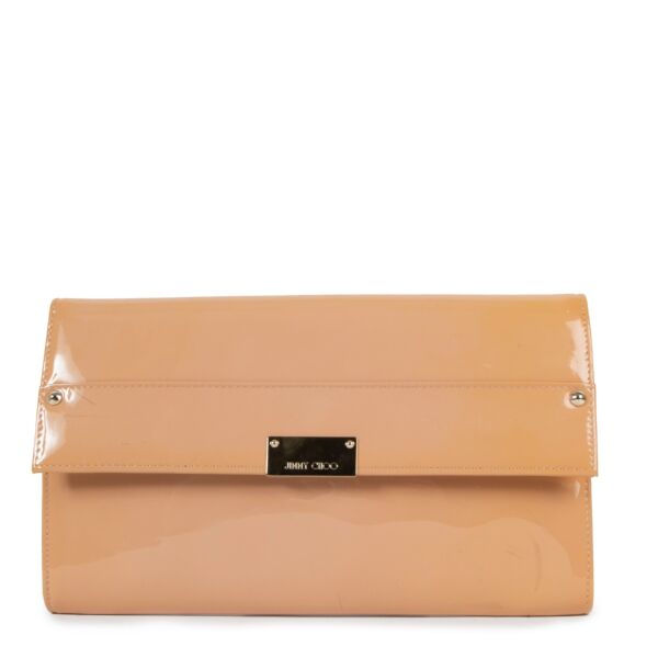 Jimmy Choo Reese Peach Patent Leather Clutch