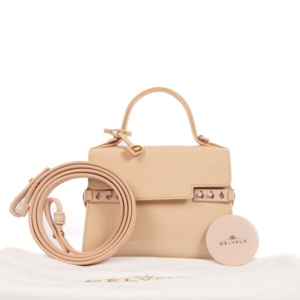 Delvaux Nude Patent Leather Tempête Micro Bag