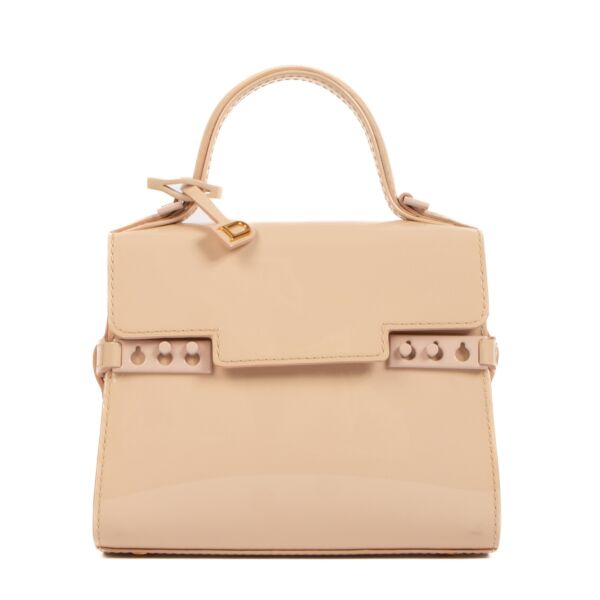 Buy an authentic second hand Delvaux Nude Patent Leather Tempête Micro Bag in new condition at Labellov.com