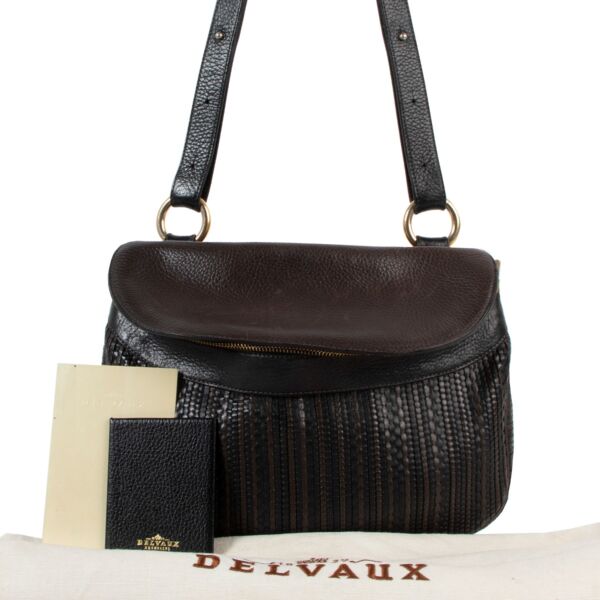 Delvaux Café Toile de Cuir Vintage Shoulder Bag